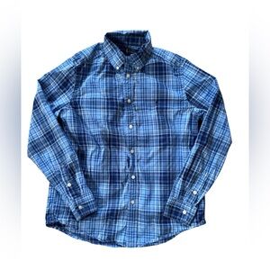 Ralph Lauren Blue Plaid Button Down Shirt Boys L 14-16 Cotton Pony Logo